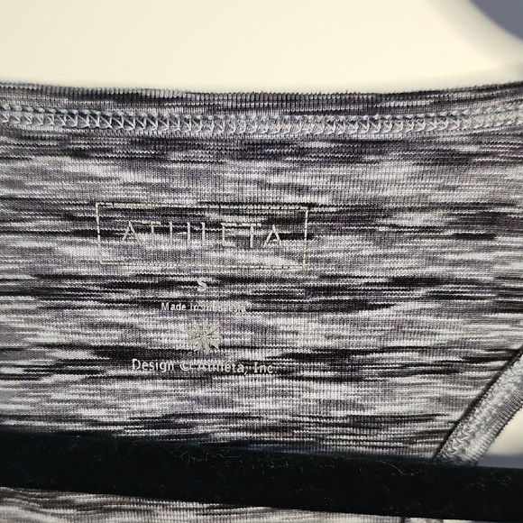 Athleta Fitted Ruched Gray and White Tank Top Size S - Picture 2 of 6
